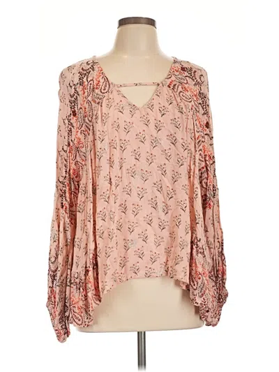 Pre-owned Angie Long Sleeve Blouse In Pink