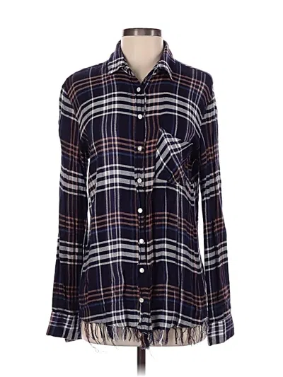 Pre-owned Angie Long Sleeve Button Down Shirt In Blue