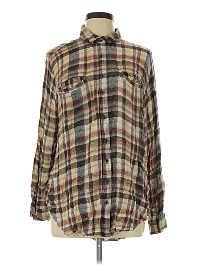 Pre-owned Angie Long Sleeve Button Down Shirt In Brown