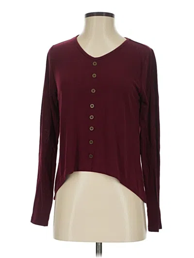 Pre-owned Angie Long Sleeve Henley Shirt In Burgundy