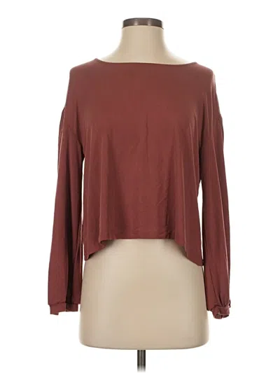 Pre-owned Angie Long Sleeve Top Brown Off The Shoulder Neckline Tops