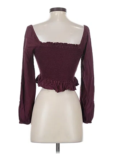 Pre-owned Angie Long Sleeve Top Burgundy Sweetheart Neckline Tops