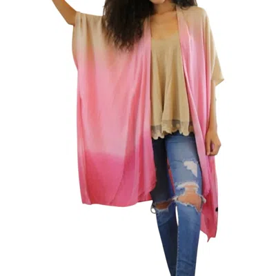Angie Ombre Kimono In Tan To Pink In Multi