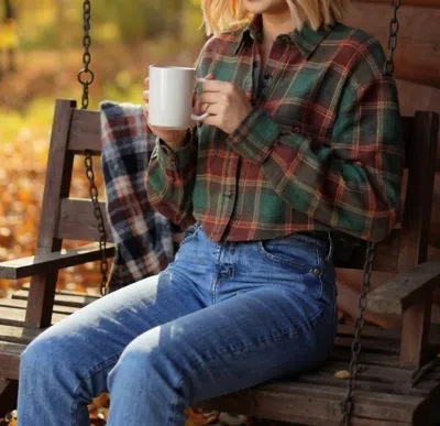 Angie Oversized Plaid Button Down Shirt In Multi