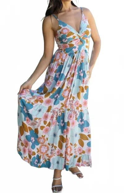 Angie Penny Twist Boho Floral Maxi Dress In Multi