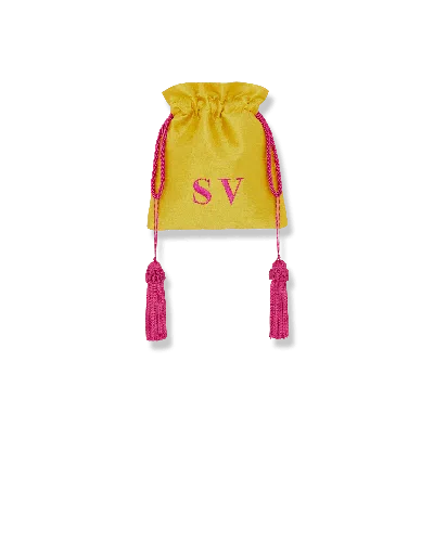 Angie Power Women's Pink / Yellow Power Pouch - Dupion Yellow / Pink In Multi
