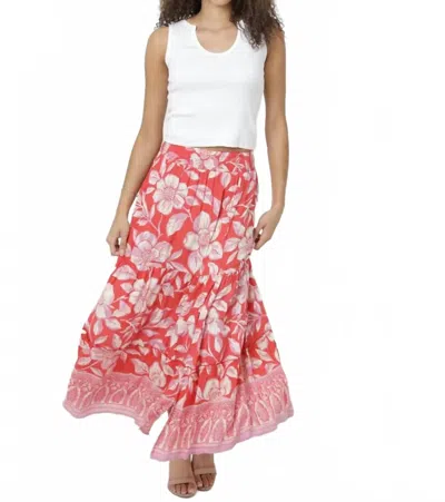 Angie Printed A-line Maxi Skirt In Pink
