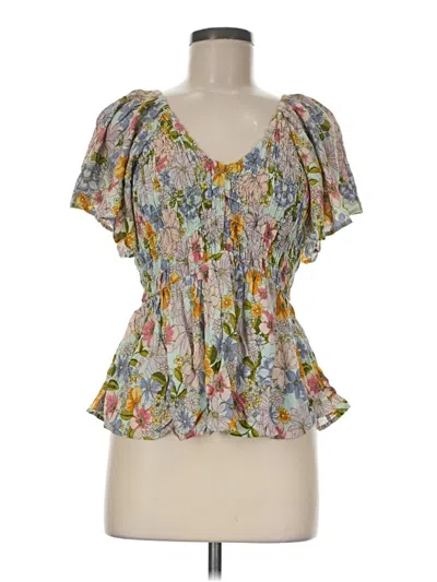 Pre-owned Angie Short Sleeve Blouse In Yellow