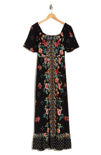 Angie Short Sleeve Maxi Dress In Black