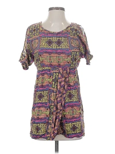 Pre-owned Angie Short Sleeve Top Purple Square Neckline Tops
