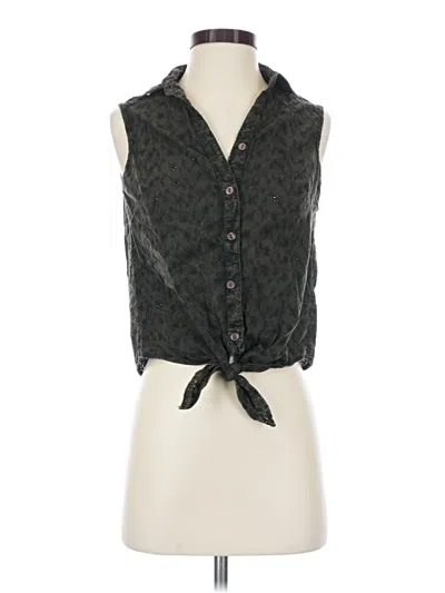 Pre-owned Angie Sleeveless Button Down Shirt In Black