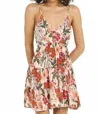 Angie Spaghetti Strap Floral Tie Back Sundress In Multi In White