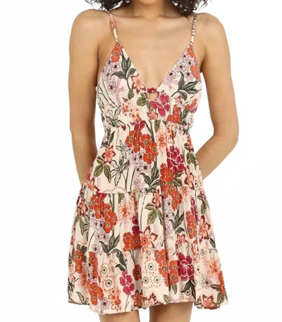Angie Spaghetti Strap Floral Tie Back Sundress In Multi In White