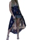 Angie Spaghetti Strap Halter Maxi Romper In Blue In Blue