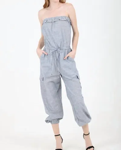 Angie Strapless Jumpsuit In Blue