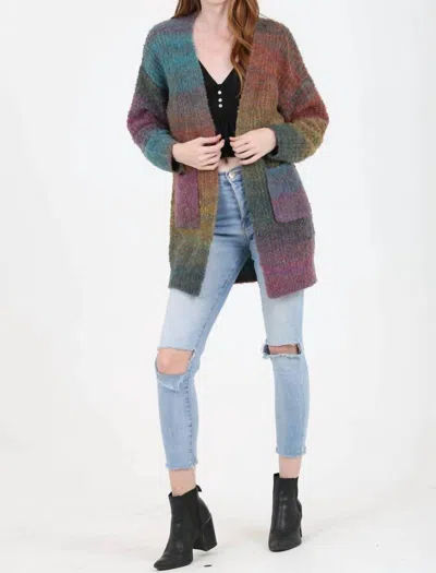 Angie Sunset Ombre Soft Cardigan In Multi