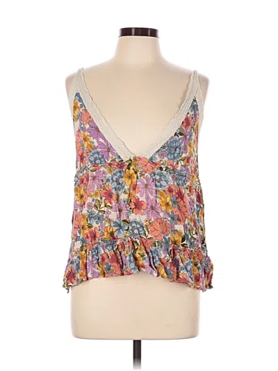 Pre-owned Angie Tank Top Pink Plunge Neckline Tops