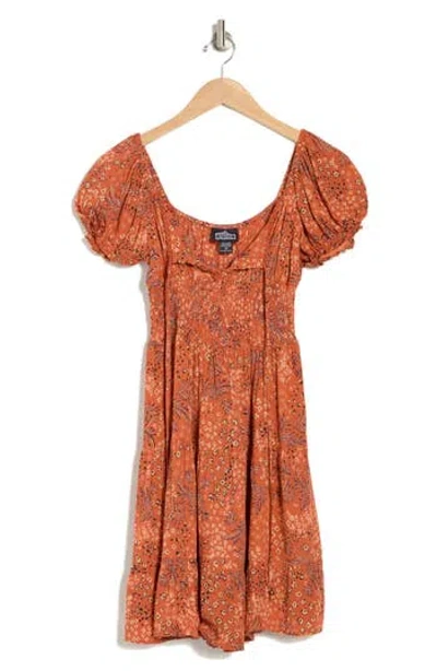 Angie Tie Front Tiered Dress In Umber