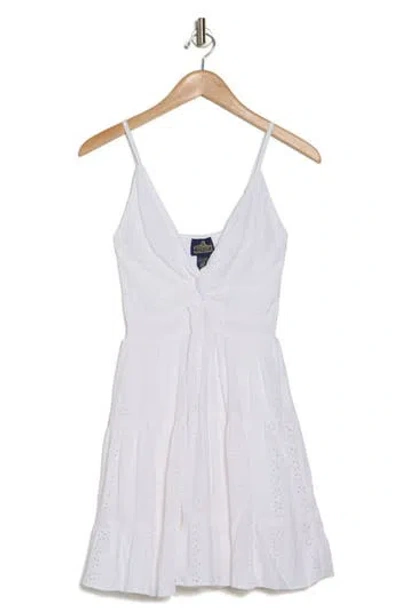 Angie Twist Front Eyelet Dress In White
