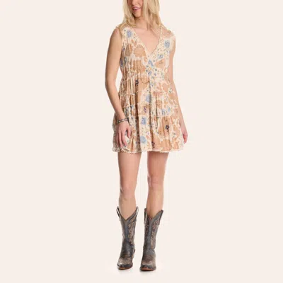 Angie Women's Cream Floral Print Tiered Mini Dress In Multi