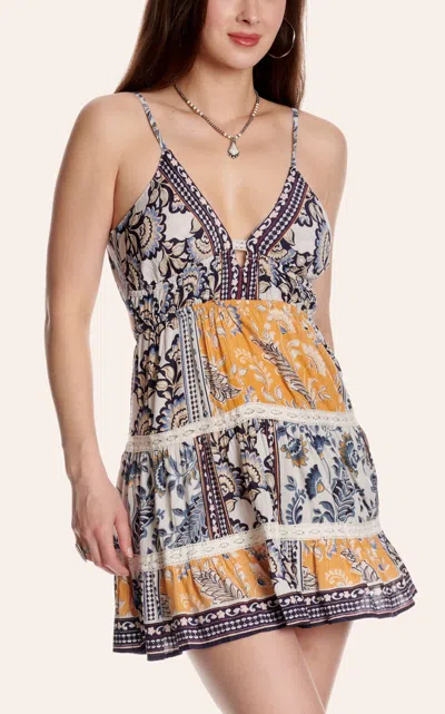 Angie Women's Ivory & Gold Floral Print Dress In Multi