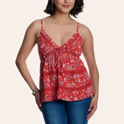 Angie Women's Red Americana Paisley Print Camisole Top In Multi