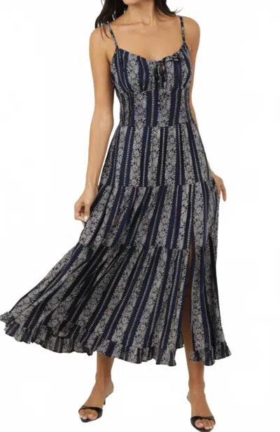 Angie Women's Scoop Neck Maxi Dress In Navy Grey In Blue