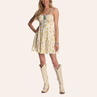 Angie Women's Yellow Floral Print Tiered Mini Dress In Multi