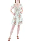 ANGIE WOMENS FLORAL PRINT SHORT FIT & FLARE DRESS