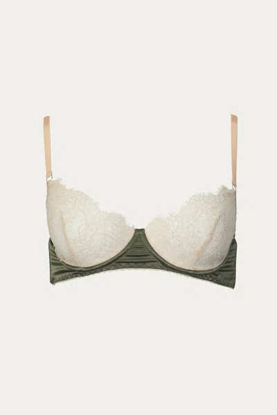 Angie's Showroom Olivia Bra In Green/beige