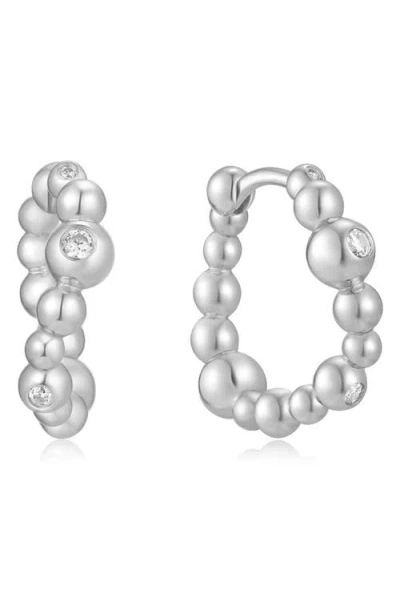 Ania Haie Beaded Huggie Hoop Earrings In Silver