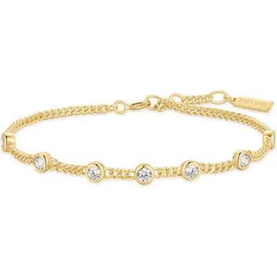 Ania Haie Bezel Cubic Zirconia Station Chain Bracelet In Gold