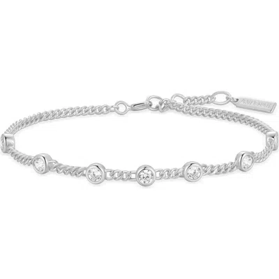 Ania Haie Bezel Cubic Zirconia Station Chain Bracelet In Silver