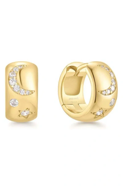 Ania Haie Celestial Crystal Pavé Huggie Hoop Earrings In Gold