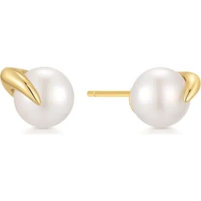 Ania Haie Claw Pearl Stud Earrings In Gold