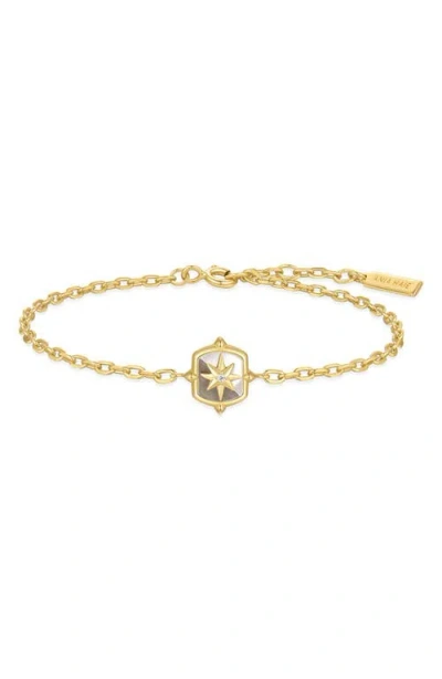 Ania Haie Colorblock Mother Of Pearl Charm Bracelet In Gold
