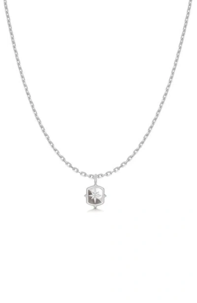 Ania Haie Colorblock Mother Of Pearl Pendant Necklace In Silver