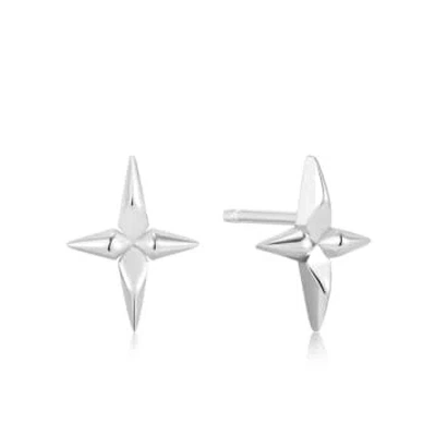 Ania Haie Cross Stud Earrings In Silver In Metallic