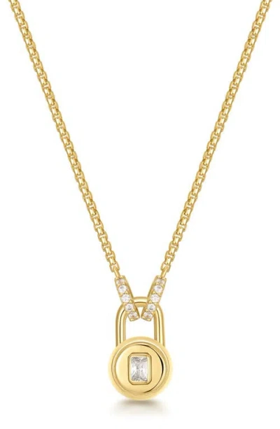 Ania Haie Cubic Zirconia Lock Pendant Necklace In Gold