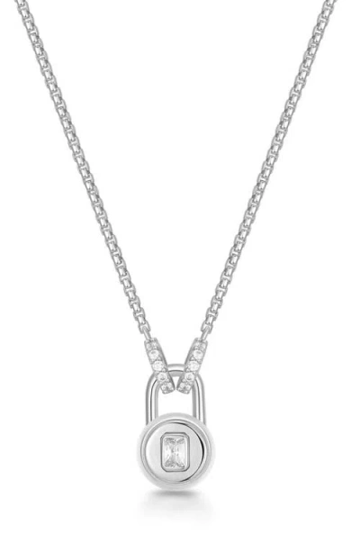 Ania Haie Cubic Zirconia Lock Pendant Necklace In Silver