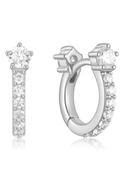 Ania Haie Cubic Zirconia Pavé Huggie Hoop Earrings In Silver