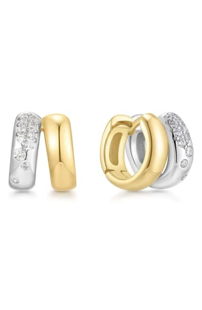Ania Haie Duet Two-tone Two-row Huggie Hoop Earrings