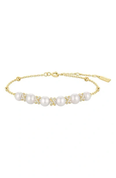 Ania Haie Faux Pearl & Pavé Chain Bracelet In Gold