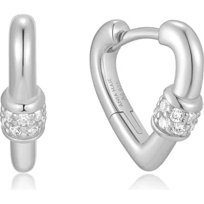 Ania Haie Mini Heart Huggie Hoop Earrings In Silver