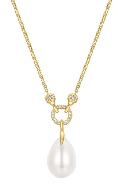Ania Haie Pavé Link Faux Pearl Pendant Necklace In Gold