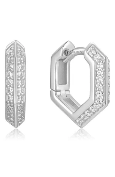 Ania Haie Pavé Shield Huggie Hoop Earrings In Silver