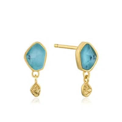 Ania Haie Turquoise Drop Stud Earrings In Gold