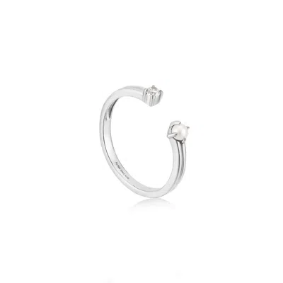 Ania Haie Women's Pearl Sparkle Adjustable Rings In Silver In Metallic