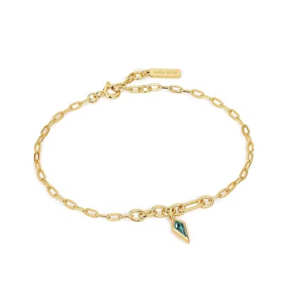 Ania Haie Women's Sparkle Drop Pendant Chain Bracelets In Gold With Teal Stone
