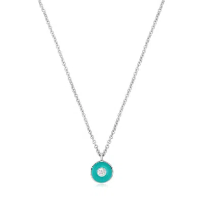 Ania Haie Women's Teal Enamel Disc Necklace In Silver